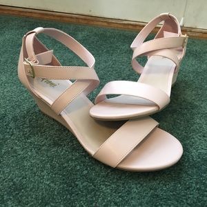 Baby Pink Cross Strap Wedge